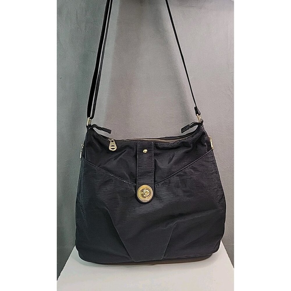 Baggallini Helsinki Black Crossbody Shoulder Travel Organizer Large Hobo Bag